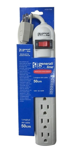 Regleta Eléctrica De 6 Tomás 50 Cm Generali