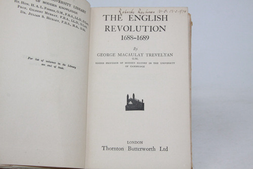 Trevelyan - The English Revolution 1688-1689 - En Inglés (Usado)