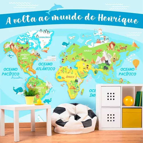 Papel de Parede Personalizado Mapa Mundi