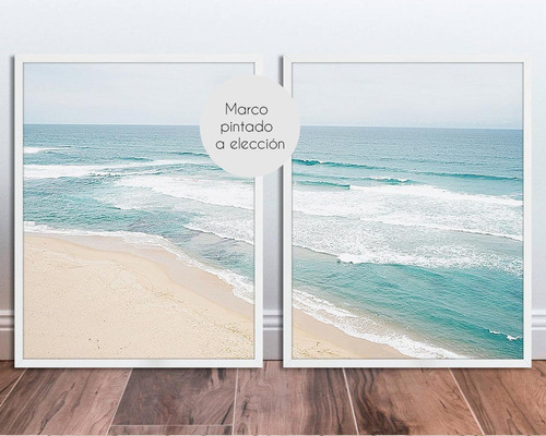 2 Cuadros Playa, De 30 X 40, Lamina Y Marco, Con Vidrio