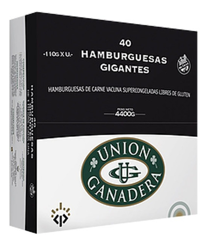 40 Hamburguesas Unión Ganadera 110 Gramos + Pan + Aderezo