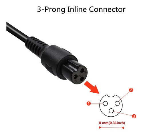 Evaplus Cargador Powerfast De 42 V, Conector En Línea De 3 C