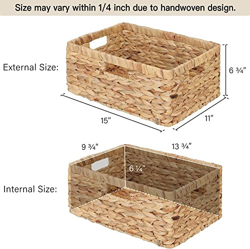 Canasta Mimbre Rectangular Grande Almacenamiento Con Asas 38