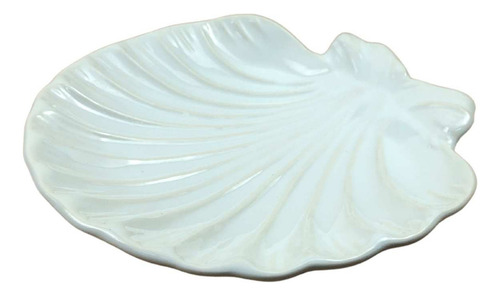 Prato Sobremesa Ocean Branco Perola Cerâmica Scalla 4 Un. Cor Branco - Perola Formato Concha