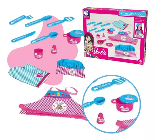 Cozinha Infantil Barbie C/ Panelinhas + Roupa Completa Jogo