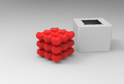 Forma De Silicone Cubo C/ Corações