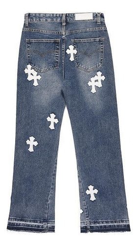 Pantalones Jeans Estilo Chrome Hearts Unisex