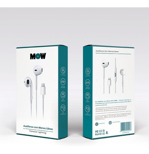 Imagen 4 de 4 de Auriculares Para iPhone De Ficha Única Con Manos Libres Blanco Con Microfono Intergado.