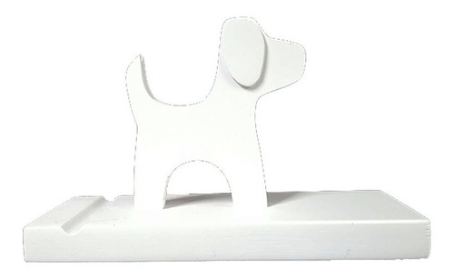 Imagen 3 de 5 de Soporte De Madera Para Teléfonos Y Tablet Figura Perro Blanc
