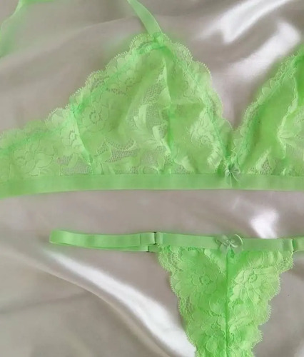 Ropa Interior Mujer Triangulo Encaje Tanga Verde Lima Azul | MercadoLibre