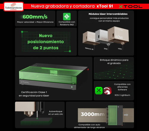 Grabadora Y Cortadora Láser Xtool S1 40w Paquete + Completo