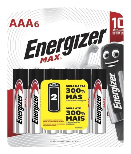 Pila AAA Energizer MAX E92 Cilíndrica - pack de 6 unidades