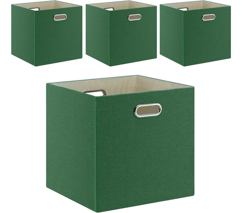 Cubo De Almacenamiento Plegable, Juego De 4, Verde Hierba