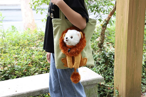 Bolsa De Ombro De Lona Em Formato De Leão Para Cães Pequenos