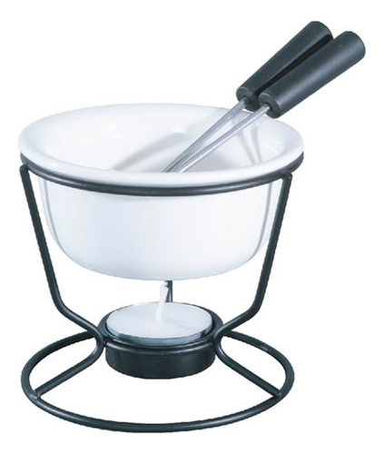 Conjunto 5 Peças Fondue Halle Cerâmica Com Garfos E Vela