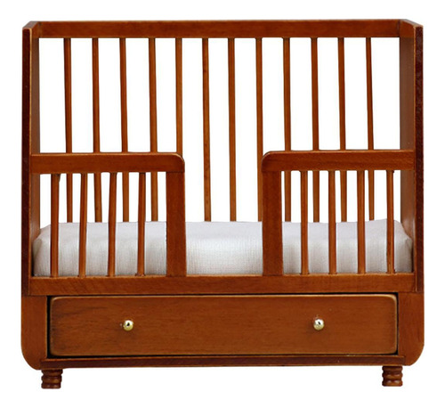1:12 Escala Casa De Bonecas De Madeira Cama De Bebê 1/12