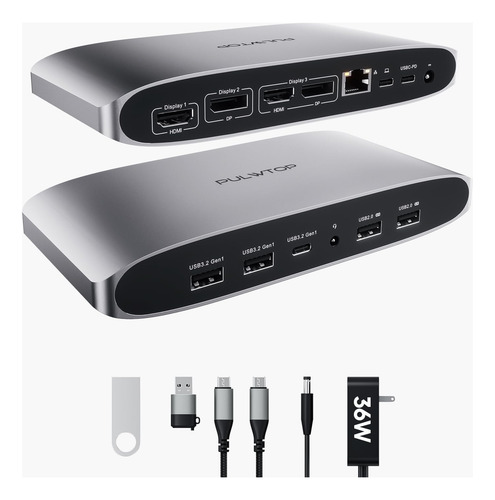 Displaylink Docking Station, Pulwtop Triple Display Para Mac
