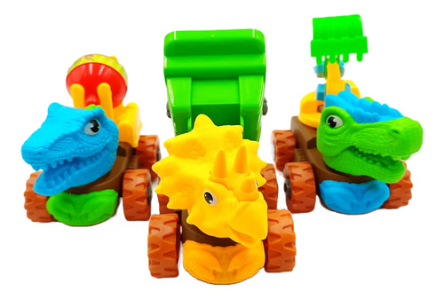 Juguete Dinosaurio Carros X 3 Didáctico Regalos Niños Fiesta