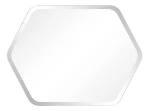 Espejo De Pared Hexagonal Sin Marco, Biselado, Acabado Negro