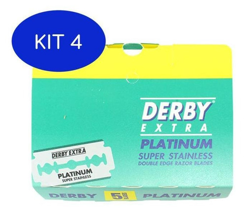 Kit 4 Lâmina De Barbear Derby Extra Platinum