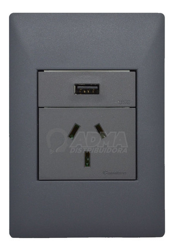 Tapa Bastidor Cambre Toma 10a + Toma Usb Siglo Xxii Gris
