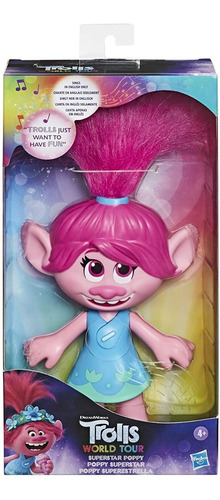 Imagen 4 de 8 de Figura Trolls World Tour Poppy Superestrella Canta Original