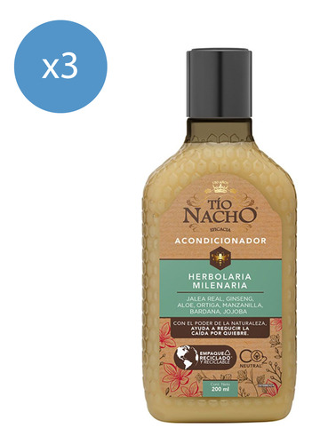 Pack Acondicionador Tio Nacho Herbolaria Milenaria 200 Ml