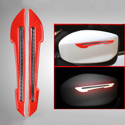 2 Pegatinas Reflectantes For Espejo Retrovisor, Rojas
