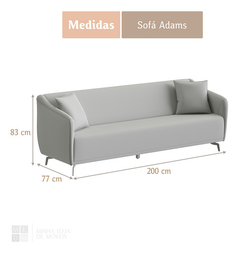 Sofá 3 Lugares Adams 200cm No Linho Várias Cores
