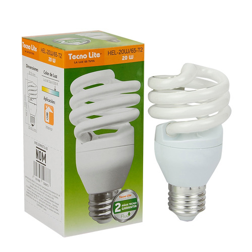Foco Fluorescente En Espiral E27 Luz De Dia 18w Tecnolite