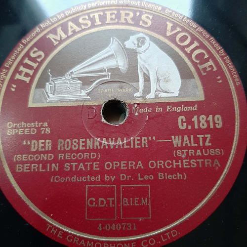 Pasta Leo Blech Berlin Opera Orch Masters Voice Tc18