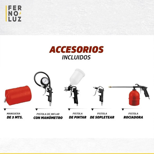Imagen 5 de 10 de Compresor De Aire Portátil 50l 2hp C/ Accesorios - Yosemite