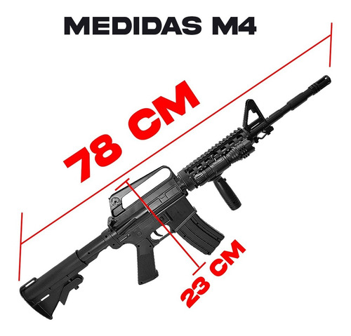 Imagen 4 de 10 de Rifle Airsoft M4 Replica Resorte 6 Mm Pistola Regalo Balines