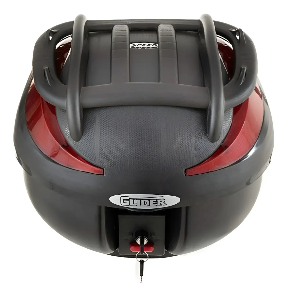 Baú Para Moto De 40 Litros Bauleto De Moto + Grade Injetada Cor Vermelho