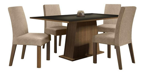 Sala Jantar Madesa Flavia Mesa Tampo Madeira 4 Cadeiras Rpi
