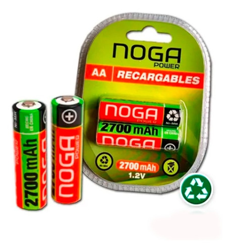 Pila Noga Recargable NP-AAM 2.7B Cilíndrica - pack de 2 unidades