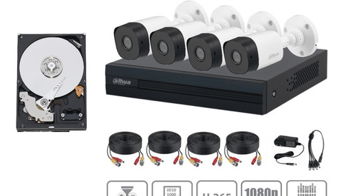 Promo Kit Cctv 4 Cams 1080p Dahua +hd500gb Suple Xvr1a04kit 
