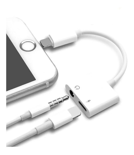 Adaptador Compatible Con Ios 2en1 Lighting Audífonos 3.5 