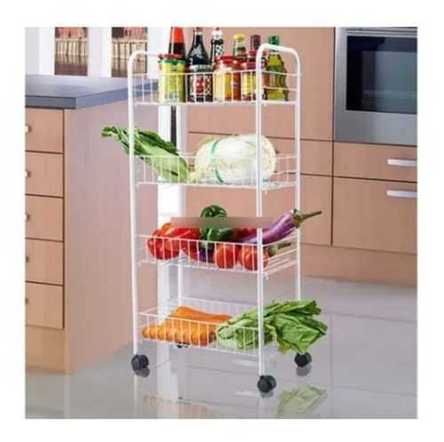 Imagen 4 de 6 de Carro Estante Organizador Almacenamiento Cocina 4 Niveles