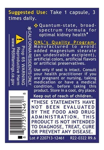 Quantum Nutrition Labs Kidney Support 60 Cápsulas