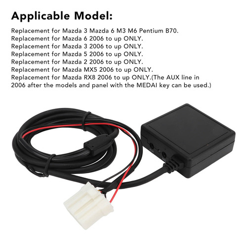 Adaptador Bluetooth Portátil Aux Para Mazda 3 6
