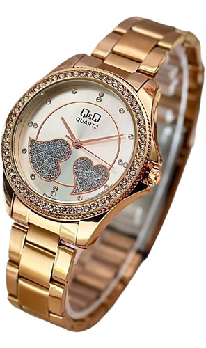 Reloj Para Mujer Marca Qyq Oro Rosa Hora Analoga Sumergible