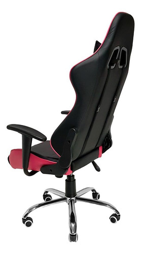 Cadeira de escritório Mymax MX7 gamer ergonômica preta e rosa con estofado do couro