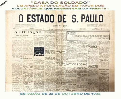Jornal O Estado De São Paulo De 1932- 6 Pg. Raro - Cód. 599