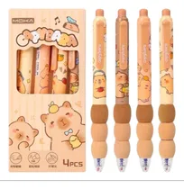 Comprar 4 Canetas Apagáveis Capivara Papelaria Fofa Kawaii Capybara Marrom-claro Azul