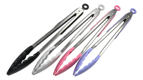 Pinzas De Cocina De Silicona Premium 30 Cm Color Negro
