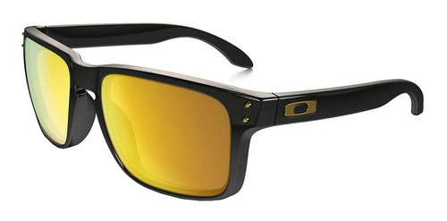 Óculos de sol Oakley Holbrook Standard armação cor polished black, lente 24k iridium, haste polished black - OO9102