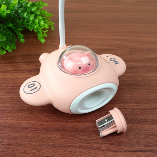 Luminária De Mesa Divertida Nave Espacial Usb Cúpula Rosa Estrutura Rosa 127/220v