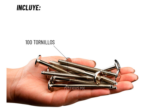 Tornillo Conector Union Niquelado Muebles 8cm X 1/4 100 Piezas FICUS.MX