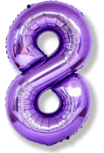 Globo Número 8 Morado 101,6 Cm Autoinflable Para Fiestas